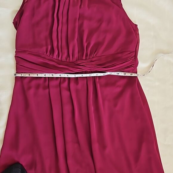 Yessica Women's Beaded Neckline Chiffon, Twisted Belt  Maxi Dress 12 Burgundy - Picture 7 of 16